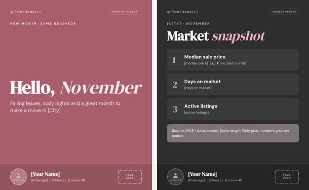 Blush & Charcoal palette sample graphics