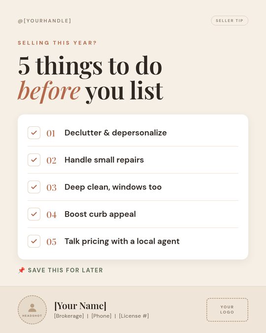 Seller checklist template: 5 things to do before you list